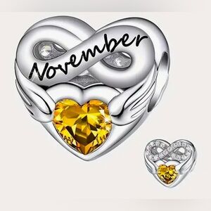 Silver Heart Birthstone Charm For Month of November